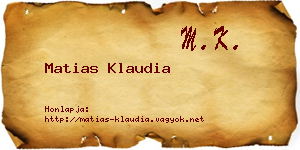 Matias Klaudia névjegykártya